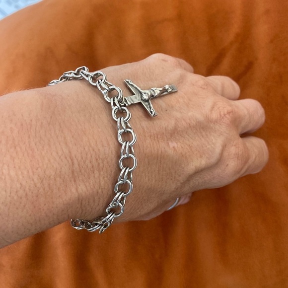 Sterling silver charm bracelet with a 925 vintage crosse - Picture 7 of 10